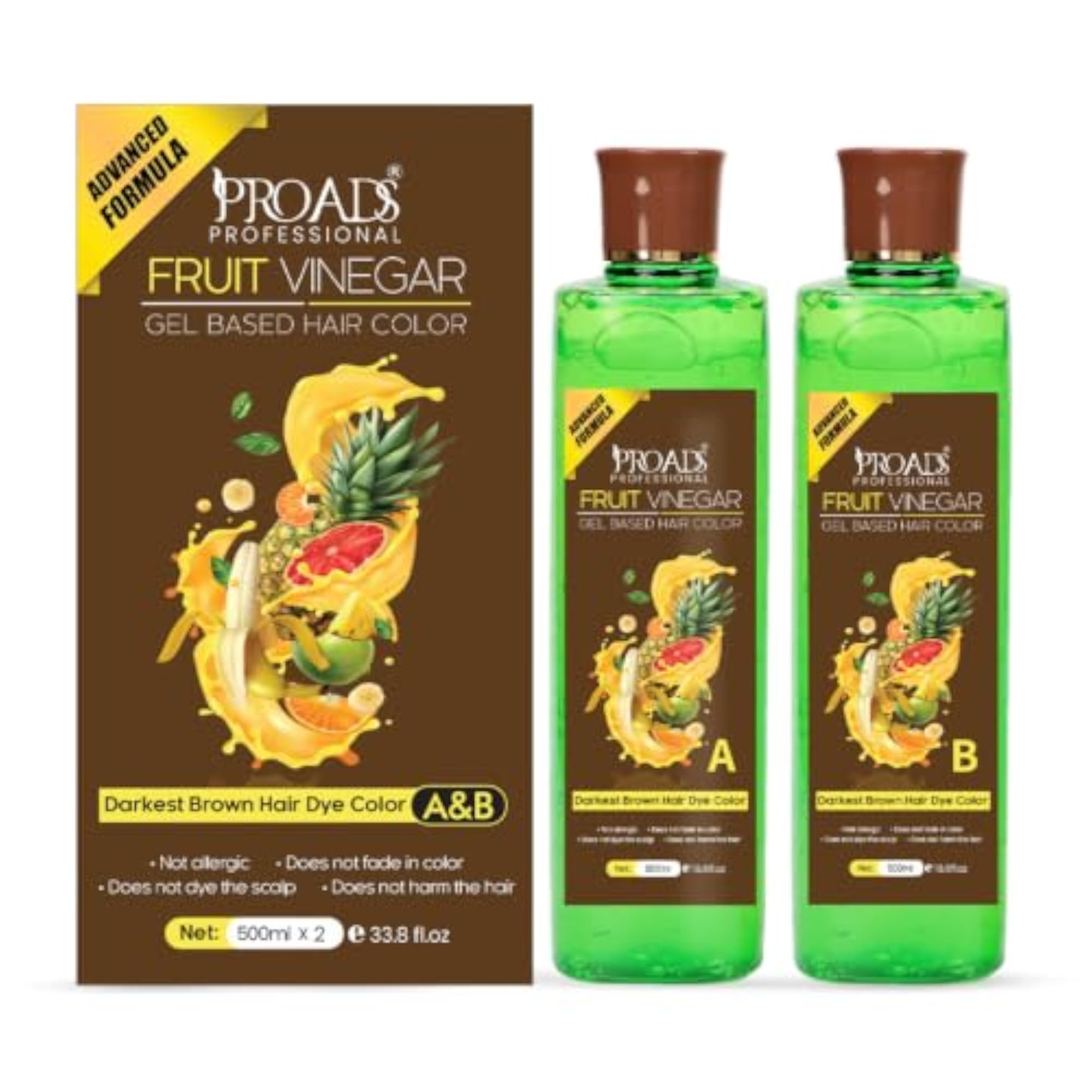 Darkest Brown Hair Dye Gel, Fruit Vinegar Based, 30-Min Dye