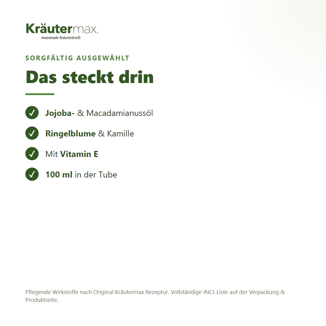 Kräutermax Gesichtscreme Männer Feuchtigkeitscreme für Gesichtspflege auch als After Shave Herren 1 x 100 ml mit Jojobaöl, Macadamianussöl, Ringelblume, Kamille und Vitamin E