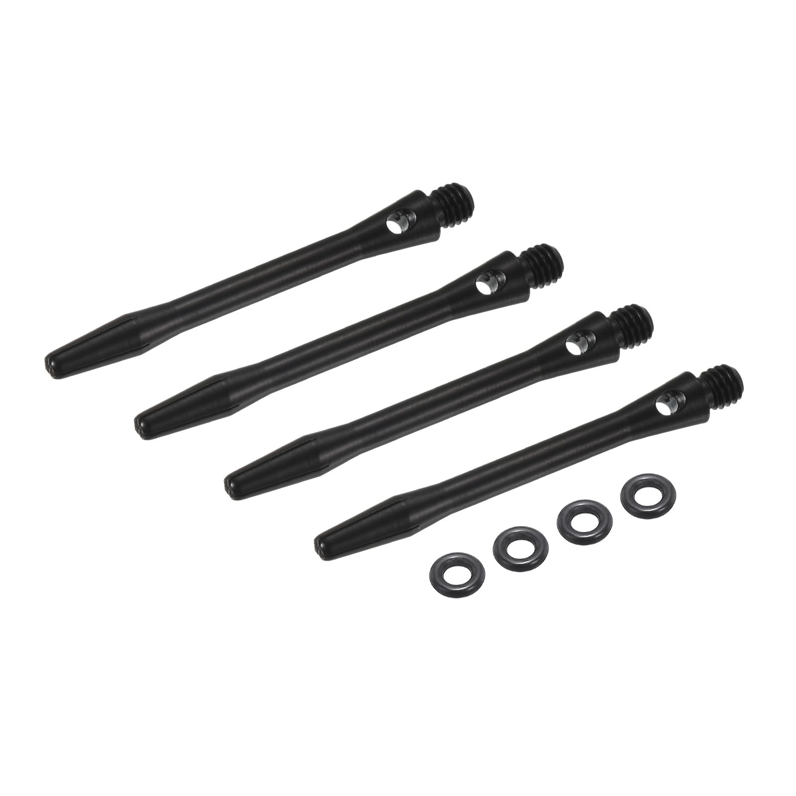 PATIKIL Aluminum Dart Shafts 45mm, 4 Pack 2BA Thread Dart Stems Replacement Accessories with Rubber Rings for Steel Tip, Black