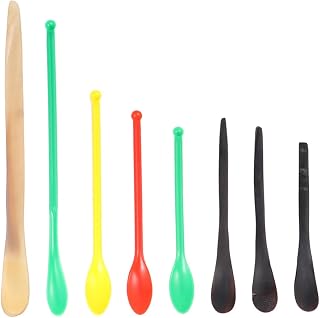 8pcs Laboratory Sampling Spoon with Long Handle for Medicine Reagent Plastic Experiment Scoop for Deep Bottle Sampling Lightweight Portable Lab Use Random Colors Random Color