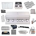 Lion Premium Grills | BBQ Gas Grill Bundle | 40 Inch Grill Package 1 (Propane Gas), Double Access Doors, Single Side Burner, 5 Sets of Ceramic Flame Tube with Tray, Rotisserie Basket, and More