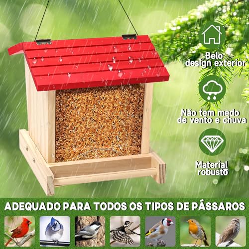 Comedouro para Passaros Livres, Comedouro Tratador Pássaros Livres Casinha de Passarinho Madeira, Ca