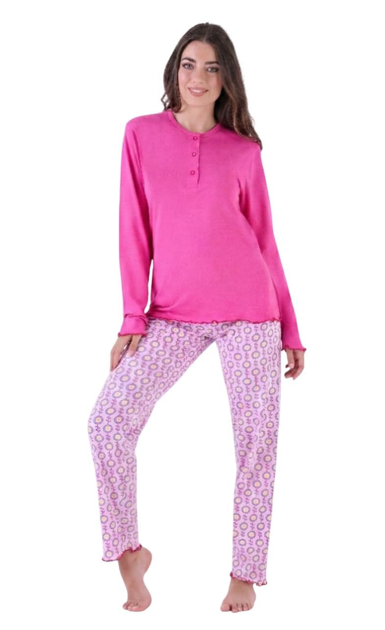 Pijama Mujer Algodón Largo Ligero Verano - Pijama Largo Dos Piezas Abierto o Cerrado 100% Fresco Algodón. Tallas Cómodas - Over Size