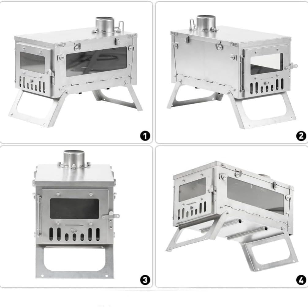 30x20x16CM+2M煙突 TOMOUNT チタン薪ストーブ 折り畳み式 ソロキャンプ