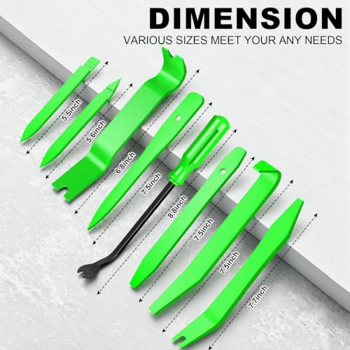 Image of 16Pcs Car Trim Removal Tool Set, Fastener Removal Tool with Stem Cap, Green