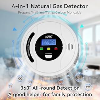 4-In-1 Carbon Monoxide Detectors, Natural Gas Detector and Propane Detector Battery Powered, with Temper Sensor,Digital Display, CO Monitor, Methane,Propane, CO Detector, Gas Leak Detector for Home,RV