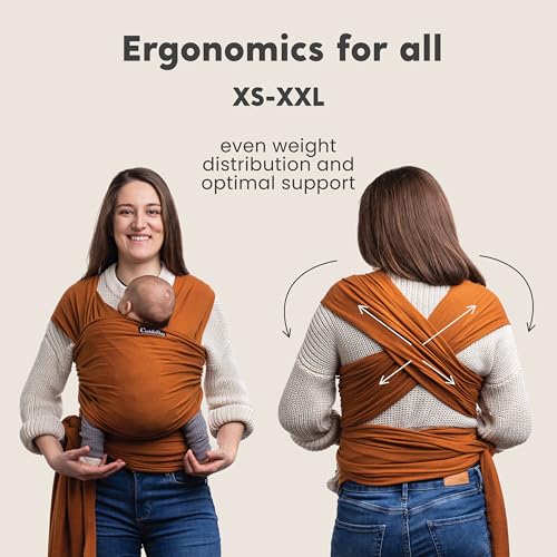 Image of Cuddlebug Baby Wrap Carrier for Newborn (7-35 lbs) - Soft Stretchy, Breathable Infant Baby Carrier Wrap - Hip Healthy Baby Sling Wrap for Hands Free Baby Wearing, Cotton Blend (Brown)