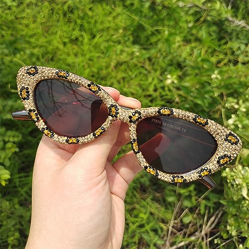 COTIA Cat Eye Rhinestone Sunglasses for Women Shiny Bling Crystal Diamond Sunglasses Trend Ladies Party Sun Glasses3