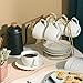 BTaT Porcelain Tea Cups and Saucers - 6oz, Set of 6, White Cup & Saucer Set