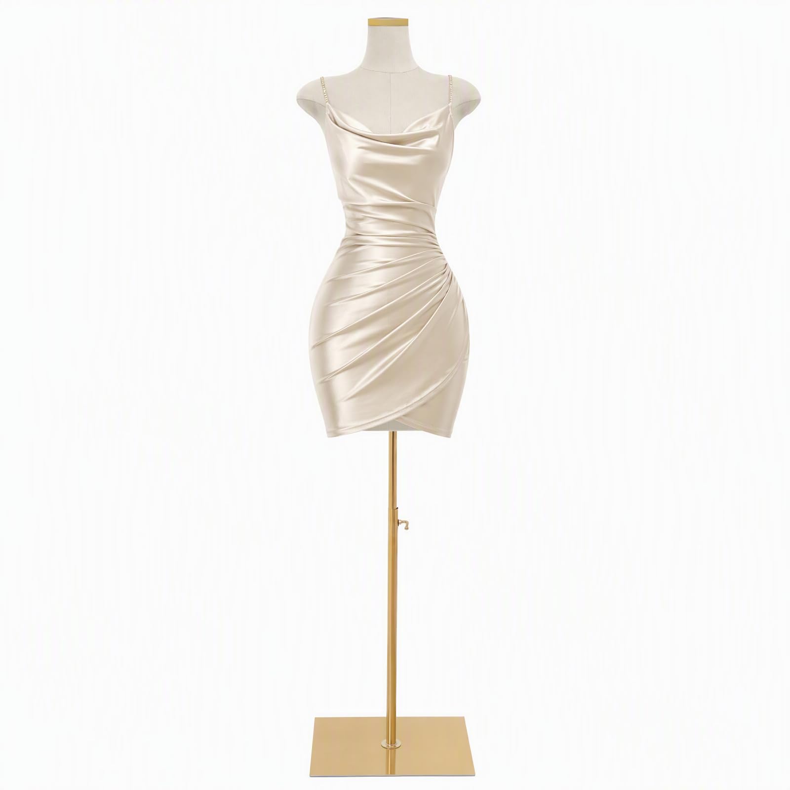 Manichino da sartoria femminile, regolabile, 150-210 cm, con base in metallo (bianco) | Manichino Body Female grigio con base in metallo, manichino da donna, busto sartoriale, busto per negozio di abbigliamento