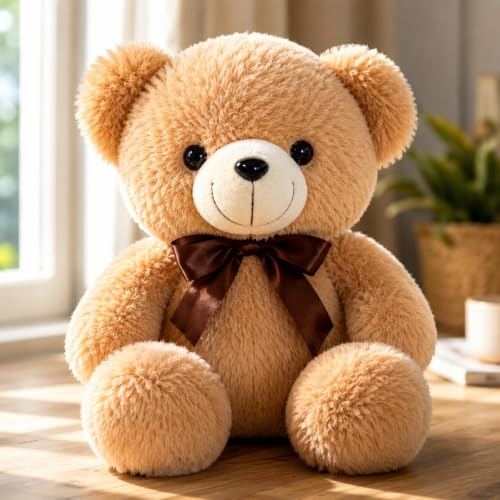 Image of Soft Teddy Bear 28 cm Brown Plush Toy for Kids | Cute Stuffed Teddy Bear | Soft Cuddly Toy