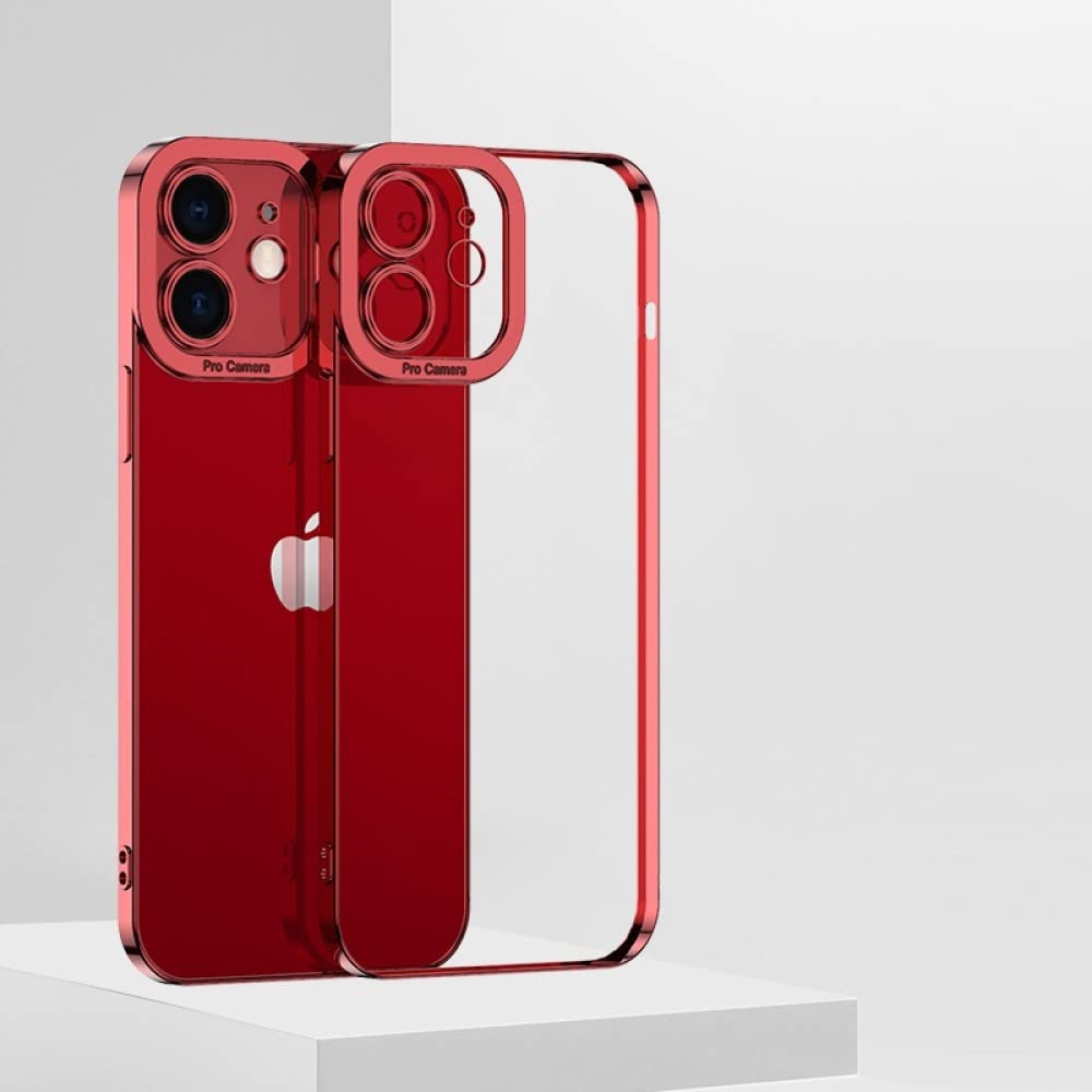 Coque de luxe cadre de placage carré pour iPhone 7 8 rouge