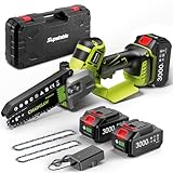 Supstable Mini Chainsaw Cordless 6-inch: Brushless Electric Saw with 2×3000mAh Batteries, Auto Oiler, Handheld Portable Chain Saws for Wood Cutting, Tree Pruning, Gifts for Men Dad Husband Fathers