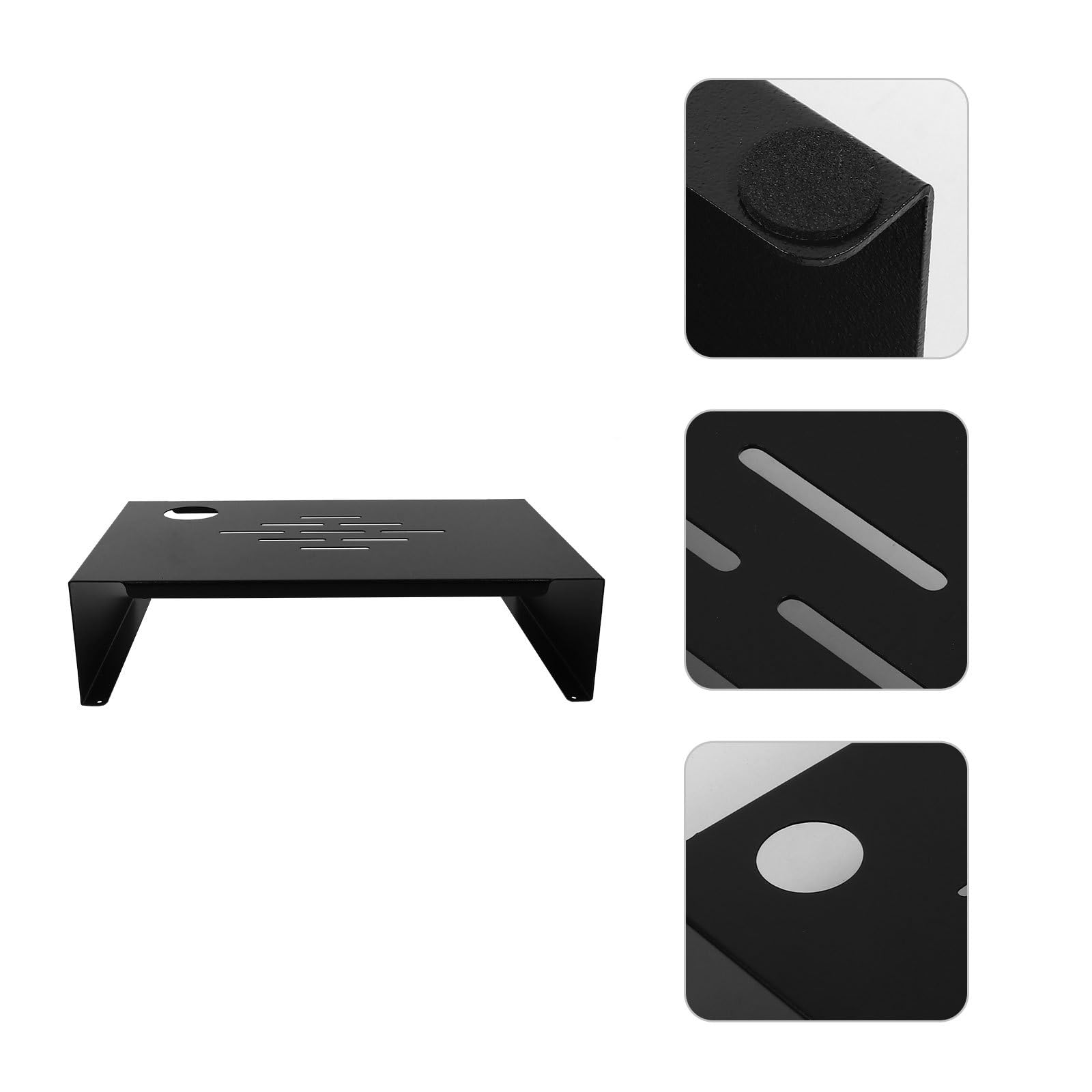 Ipetboom Supporto per Laptop e Monitor da Scrivania in Acciaio Nero Design Ergonomico per Alleviare Dolori di Schiena e Collo, Stile Elegante e Lucidato