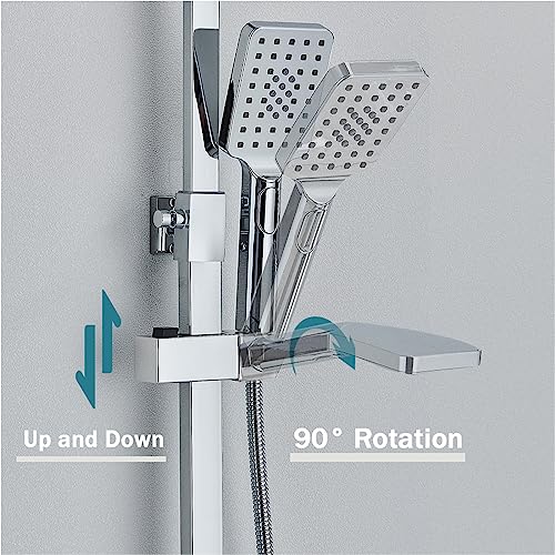 Robinet de douche thermostatique mural avec colonne de douche 4 fonctions et jet