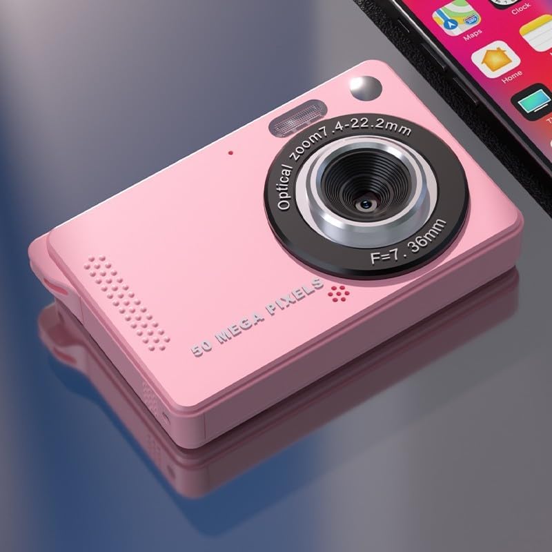 4K Digital Camera, 50MP Portable Vlogging Camera With 16X Zoom, 2.8" LCD CCD Sensor, Vintage Point-Shoot Camera For Students Photography Travel(Pink)