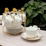 NFGUY Marble Ceramic Coffee Cup Saucer Spoon Set 200ml Nordic Tea Cup Matt Porcelain Tea Set Teacup