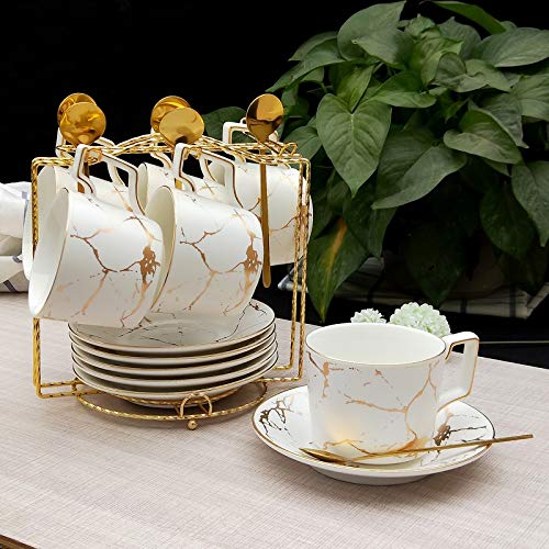 Nfguy Marble Ceramic Coffee Cup Saucer Spoon Set 200Ml Nordic Tea Cup Matt Porcelain Tea Set Teacup Cafe Espresso Cup #TOP4