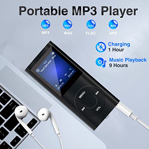 Portable Music Player Mp3 Player With Bluetooth 5.0,32Gb Tf Card, Hifi Speaker,Fm,Earphone,Mp3 Music Player With Voice Recorder/Video/Photo Viewer/E-Book Player For Kids,Running,Walking (Black) #TOP3