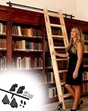 KLGFBDC Sistema de rieles telescópicos para Escalera de Biblioteca de 6,7 Metros (22 pies) con herrajes deslizantes silenciosos para estanterías y Soportes de riel de Montaje en Pared. per