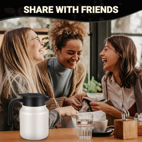 Image of Insulated Coffee Carafe, 34 oz, Keeps Hot for 12H, Cream