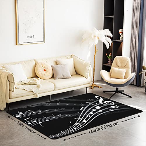 Loussiesd Musical Note Carpet Black White Music Theme Carpet Mat Decor Extra Soft Rugs for Living Room Bedroom Room Washable Area Rug 100 * 150cm - Image 2