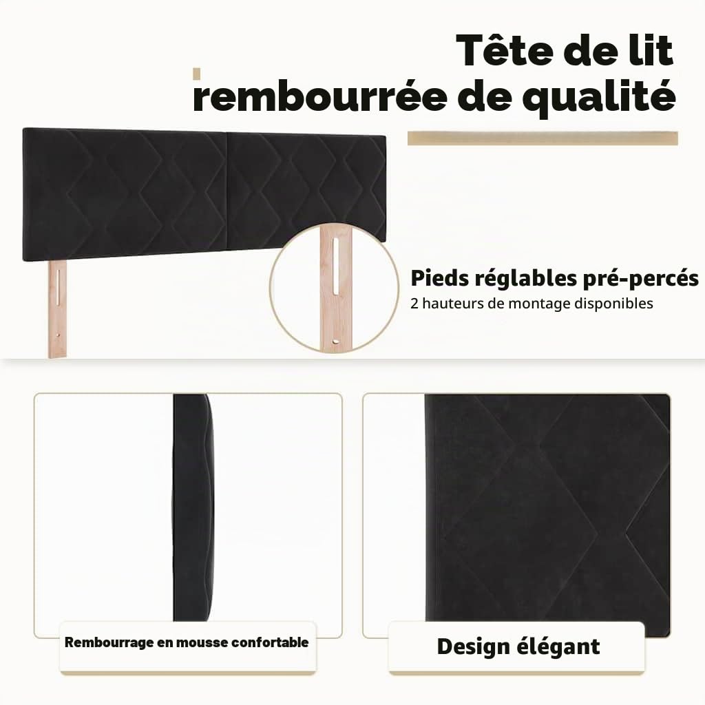 vidaXL Tête de lit Noir 144 cm Velours, Tête de lit Moderne, Accessoire Sympa pour Le lit, Confort Optimal, Mousse Durable, Upgrade déco Chambre