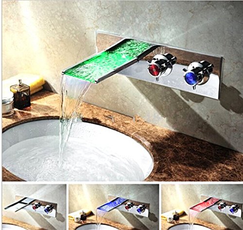 Mitigeur de lavabo avec LED en laiton chromé Gowe Luxe pour salle de bain moderne