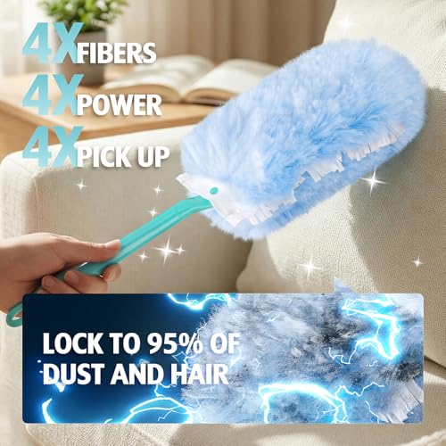 Duster Refill for Swiffer Duster, 30 Count Heavy Duty 2 Side 360° Duster Refills with 1 Handle, 4X Microfibers, Disposable Multi Surface Dusters for Cleaning by AIR U+ - Image 4