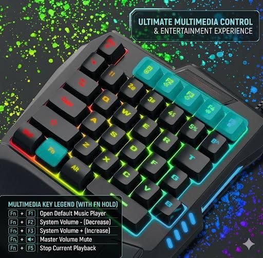 Image of BVG 4-in-1 Mobile Gaming Combo: RGB One-Handed Keyboard, Gaming Mouse, Converter & Stand for Android, Lag-Free Wired & Wireless Connection for FPS Games