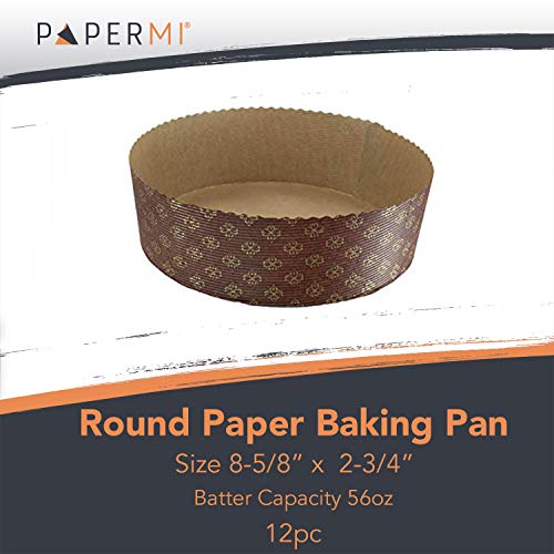 Round Paper Baking Pan Nonstick Bakeware, Disposable Baking Mold 12ct, Leak Proof Cheese Cake Pan, Microwave Oven & Freezer Safe, Perfect for Muffins or Snacks (8-5/8" x 2-3/4") - Thumbnail 3