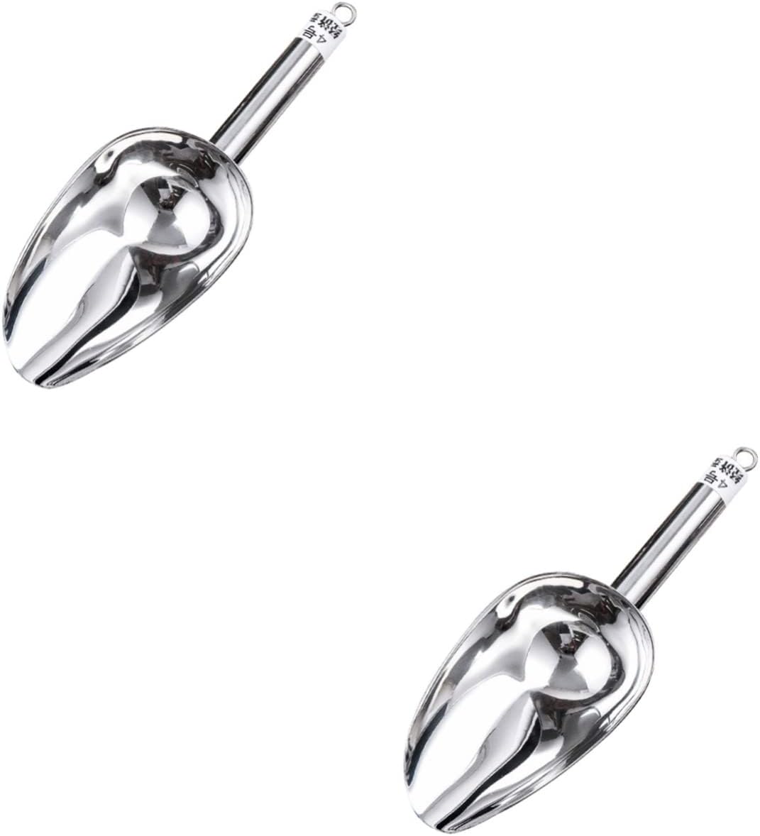 Yardwe 2pcs Stainless Steel Ice Scoop for Ice Machine Freezer Bin Trigger Handle Small Scooper