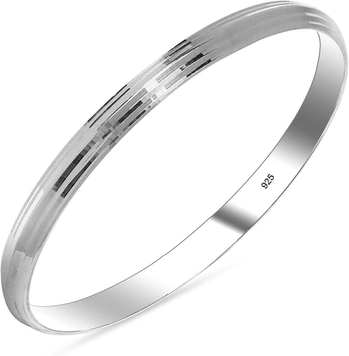 LeCalla Solid 925 Sterling Silver Punjabi Sardar Kada for Men | Small, Medium & Large Sizes 2.5MM Thick Textured Sikh Kada | Men's Cuff Bangle Bracelet