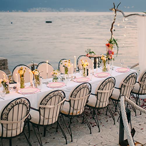 Mumufy 24 Pcs Pink Scalloped Charger Plates With Gold Rim 13 Inch Plastic Round Charger Plates Bulk Reusable Dinner Plate Chargers Decorative Plates For Home Party Wedding Kitchen Tabletop Decoration #TOP5