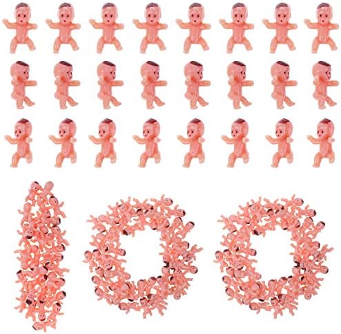 Selizo Mini Plastic Babies - 100 Pcs Tiny Baby King Cake Babies For Ice Cubes Baby Shower Game (1 Inch), Multicolor