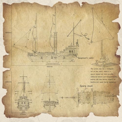 Pirate Ship Set Black Pearl Pirate Ship Mini Building Blocks Set(1424PCS) Building Set Model Toys Gifts for Kid and Adult,Interesting Gifts for MOC Pirate Ship Enthusiasts