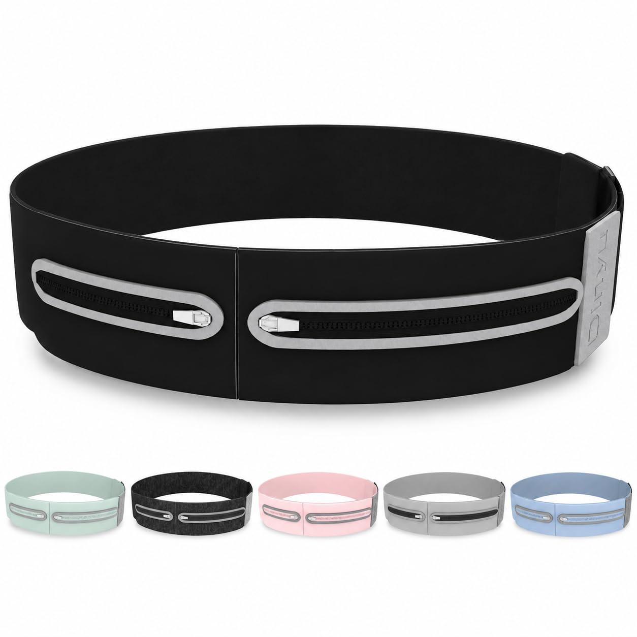 SCCGKP Running Belt for Women and Men Lightweight Running Waist Belt, Multi-Pocket Phone Holder Running Pouch (Black, Large)