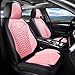 Coverado Seat Covers Full Set, Waterproof Nappa Leather Seat Covers for Cars, 5 Seats Universal Car Seat Protectors, Black and Pink Leather Car Seat Covers Car Seat Cushions Fit for Most Cars