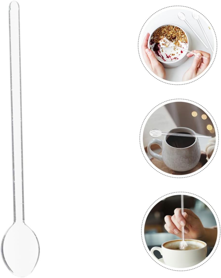 Heat Resistant Glass Coffee Spoon with Ergonomic Long Handle Stirrer for Coffee Dessert Milk and Soup Round Head Mixing Spoon for Easy Stirring and Reusable Use