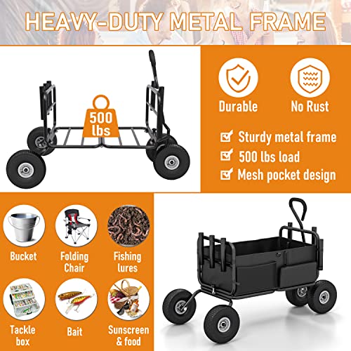 Tolead Fishing Cart With Heavy-Duty Foldable Frame,Wagons Carts All-Terrain 550Lbs Load With 5 Fish Holders Non-Slip Wheels And 5 Rod Holders For Beach #TOP3