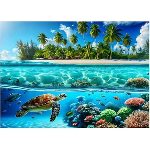 1000 Piece Jigsaw Puzzle, Sea Turtle Puzzles for Adults, Vivid Puzzles for Home Wall Decor Cover