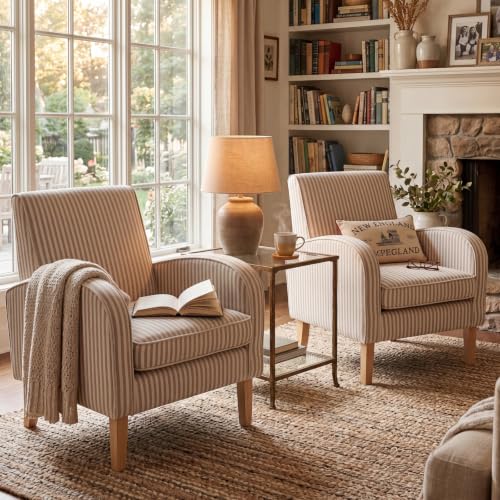 HNY Curved-Arm Striped Chairs