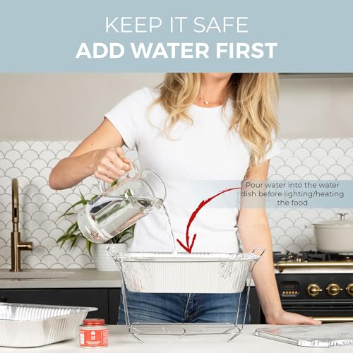 Alpha Living 6 Pack - Disposable Chafing Dish Buffet Set, Welded Body Food Warmers for Parties, Fuel Cans Complete Set, Half Size Pans, Warming Trays by ALPHA LIVING - Image 5