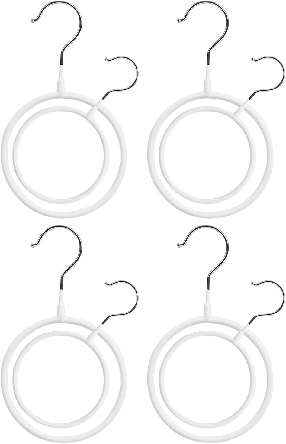Scarf Ring Holder and Belt Organizer for Closet Hanging Scarf Organizer with Silicone-Wrapped Stainless Steel Rings 8pcs Set for Wardrobe Storage and Tie Belt Hanging