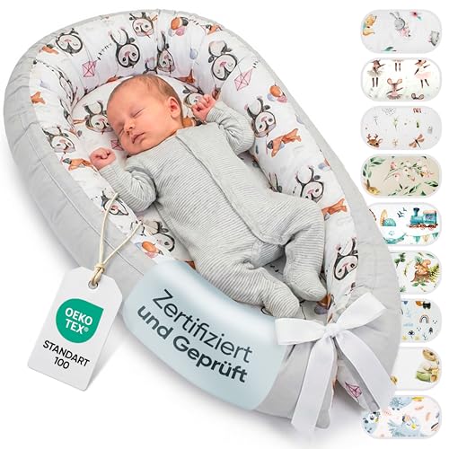 LULANDO® Nido de bebé - Estándar 100 de Oeko-Tex - nido de envoltura multifuncional para bebés y recién nacidos - Nestchen - cuna de viaje - 100% algodón - antialérgico - fabricado en la UE