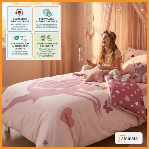 Linge de lit princesse 135x200 cm en pur coton rose de qualité supérieure - 4