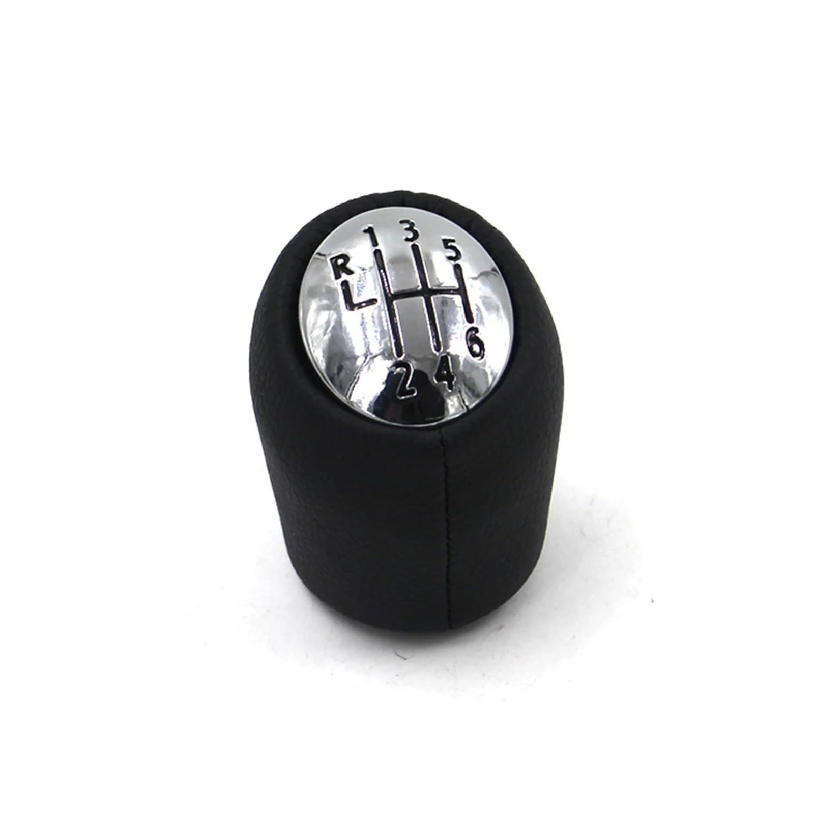 BWSDMZJQRT Car Gear Shifter Knob for Laguna II 2 Mk2 2001-2007 Car Leather Gear Shift Knob Lever Stick Handball Head 6 Speed Chrome Cap Black Character