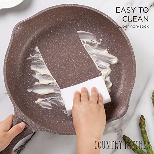 Country Kitchen Nonstick Induction Cookware Sets - 11 Piece Cast Aluminum Pots And Pans With Bakelite Handles , Glass Lids -Chocolate Brown #TOP5