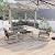 GREEN MORE 4-Piece Patio Furniture Set, Outdoor Conversation Sets, Removable & Washable Soft Cushion, Wooden Armrest, Glass Table, for Backyard, Balcony, Deck, Poolside, Black and Grey