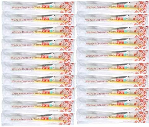 Disposable Toothbrush,Disposable Toothbrush Set,20 Pieces Disposable Toothpaste Toothbrush Individually Packaged for Hotel Bathroom Equipment, Travel Camping Wash Belt, Clean and Easy to Use (20pcs)